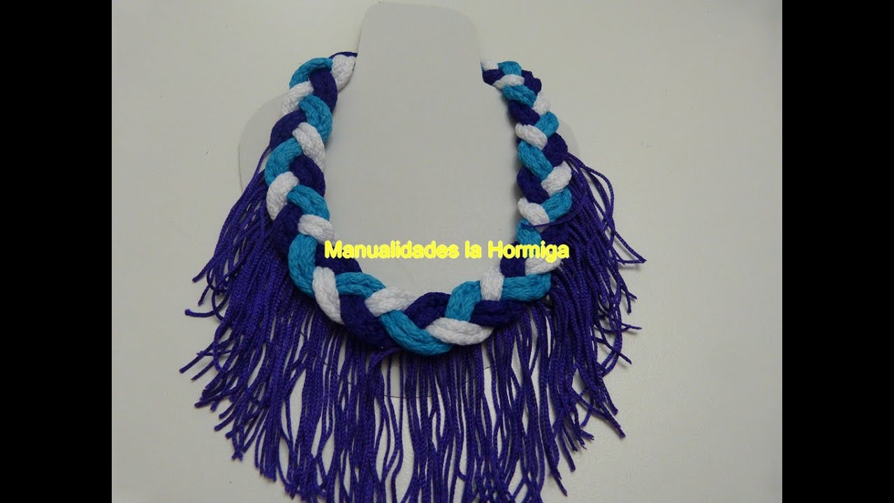 Tutorial collares trenzados en cordon de algodón, Collar de Flecos y Cordón  paso a paso , Diy # 351