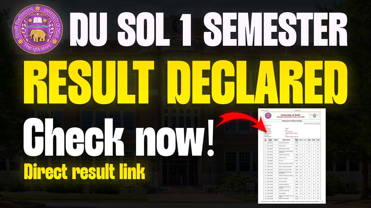 DU SOL 1st Semester Result Declared! | Sol 1/3/5 Result Declared: NEP | how to check DU Sol Result