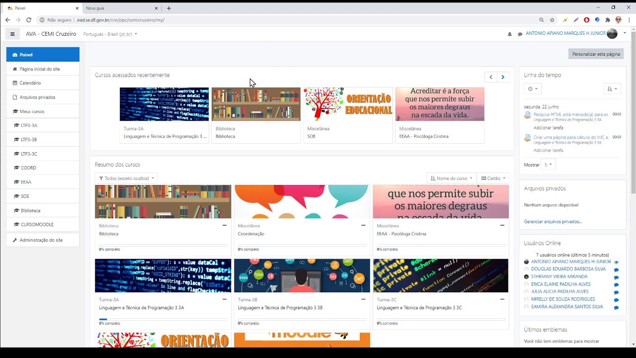 Dicas Moodle - Avisos do site