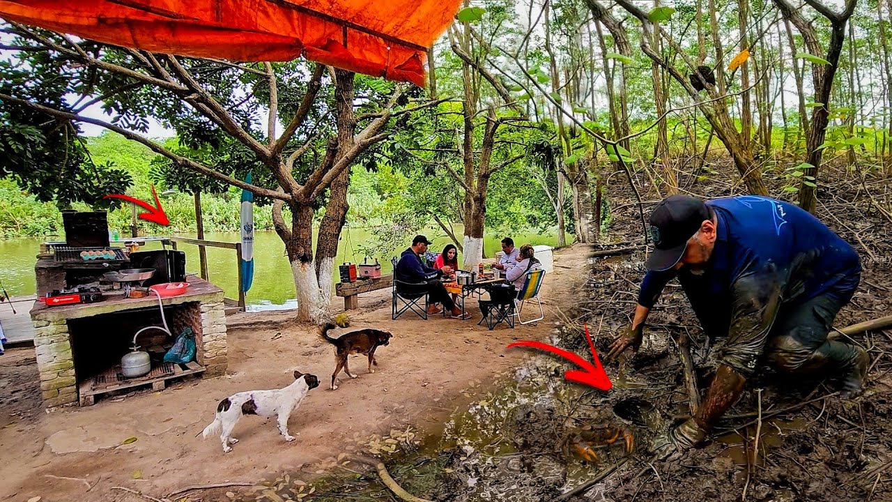 ACAMPAMENTO de 3 DIAS (ACAMPADOS NA BEIRA DO RIO NA FRENTE DO MANGUEZAL) - Pescaria Catch And Cook