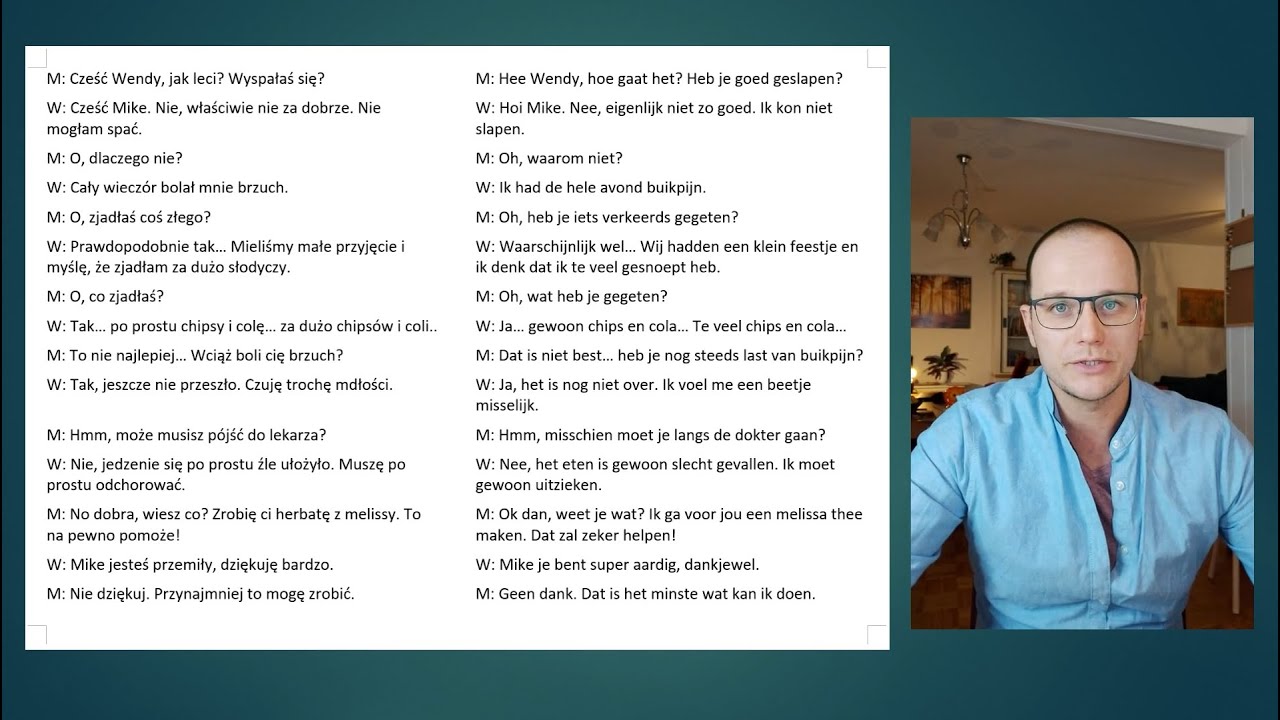 Porównanie i analiza tekstu. Buikpijn - ból brzucha. Polsko-niderlandzki.