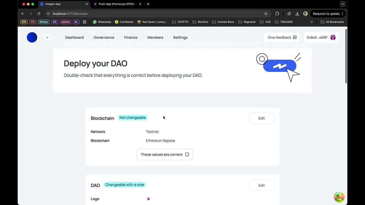 Aragon sub-DAOs integrated with Push at Invisible Garden