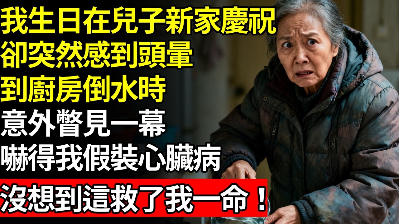 我生日在兒子新家慶祝，卻突然感到頭暈，去廚房倒水，意外瞥見一幕，我立刻假裝心臟病發作，半小時後一幕我後怕不已，幸好我逃了出來！#養老#不孝子#人間家務#退休金