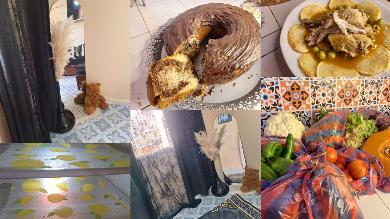 روتين متنوع 🥶 تنظيف وتعطير الصالون 🖤 الثلاجة خسرت ❌😱كيكة الشكلاطة🍩طاجين الزيتون😋