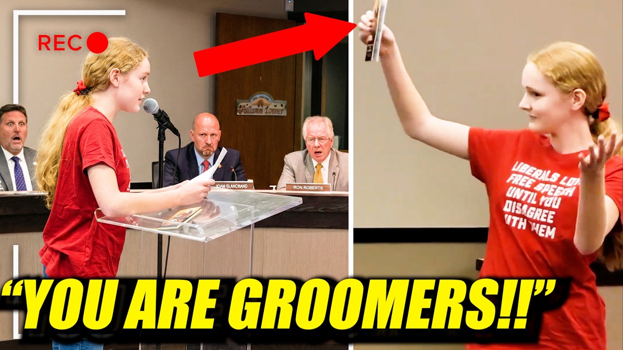 Brave girl makes woke teachers PANIC with genius stunt at school board meeting