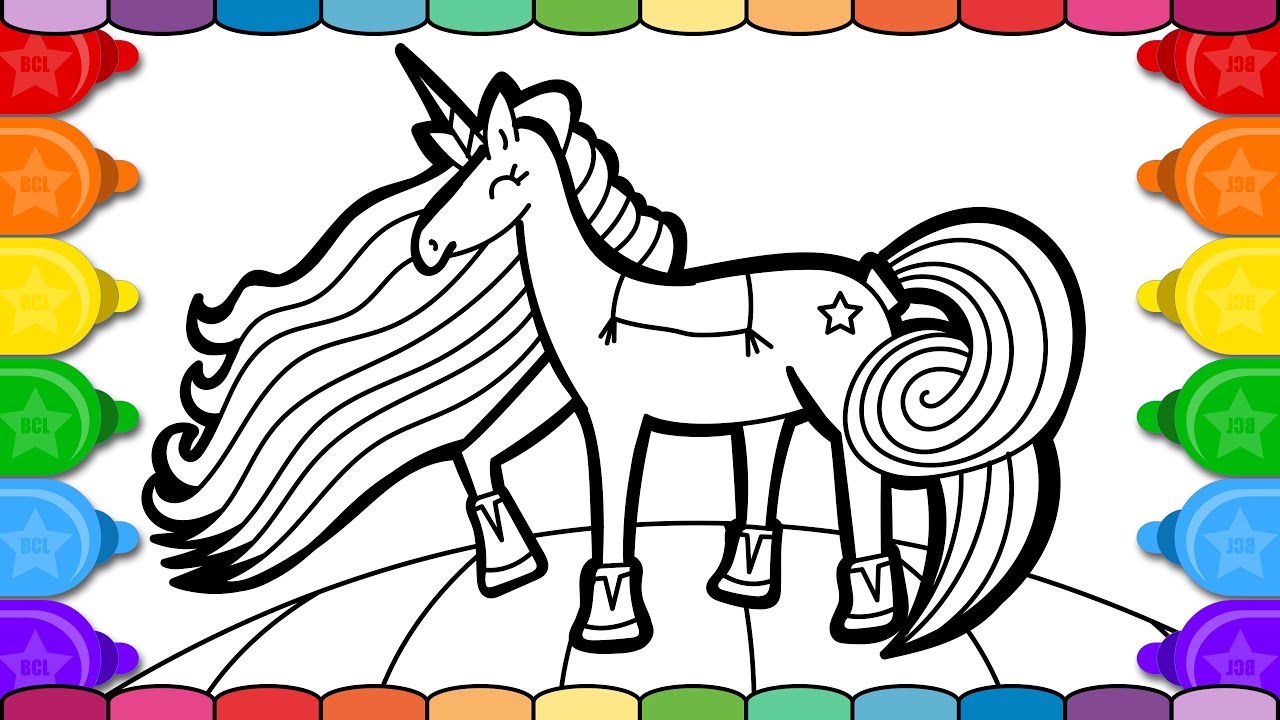 Learn to Draw and Color for Kids Glitter Unicorn Coloring Pages 💜