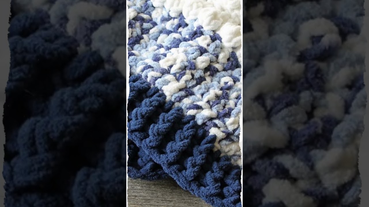 Learn to Make Easy Bernat Blanket Yarn Blue Dreams Baby Blanket With Border Chunky  crochet