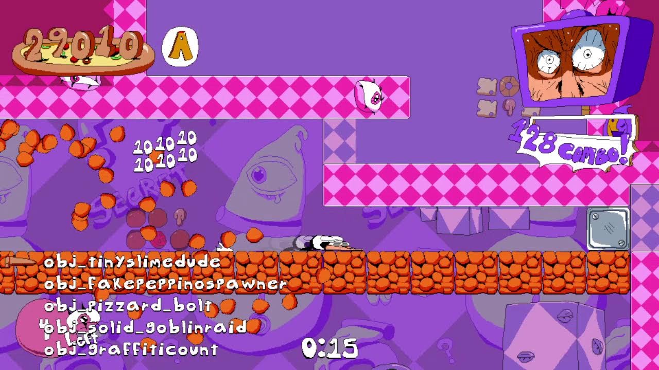 pizza tower, but a random object gets deleted every few seconds.