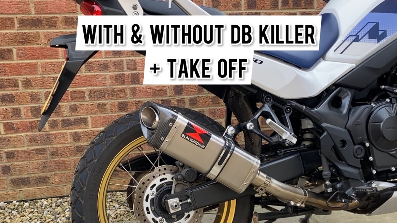 Black Widow Tri Oval Carbon Tipped silencer on a Honda Transalp XL 750