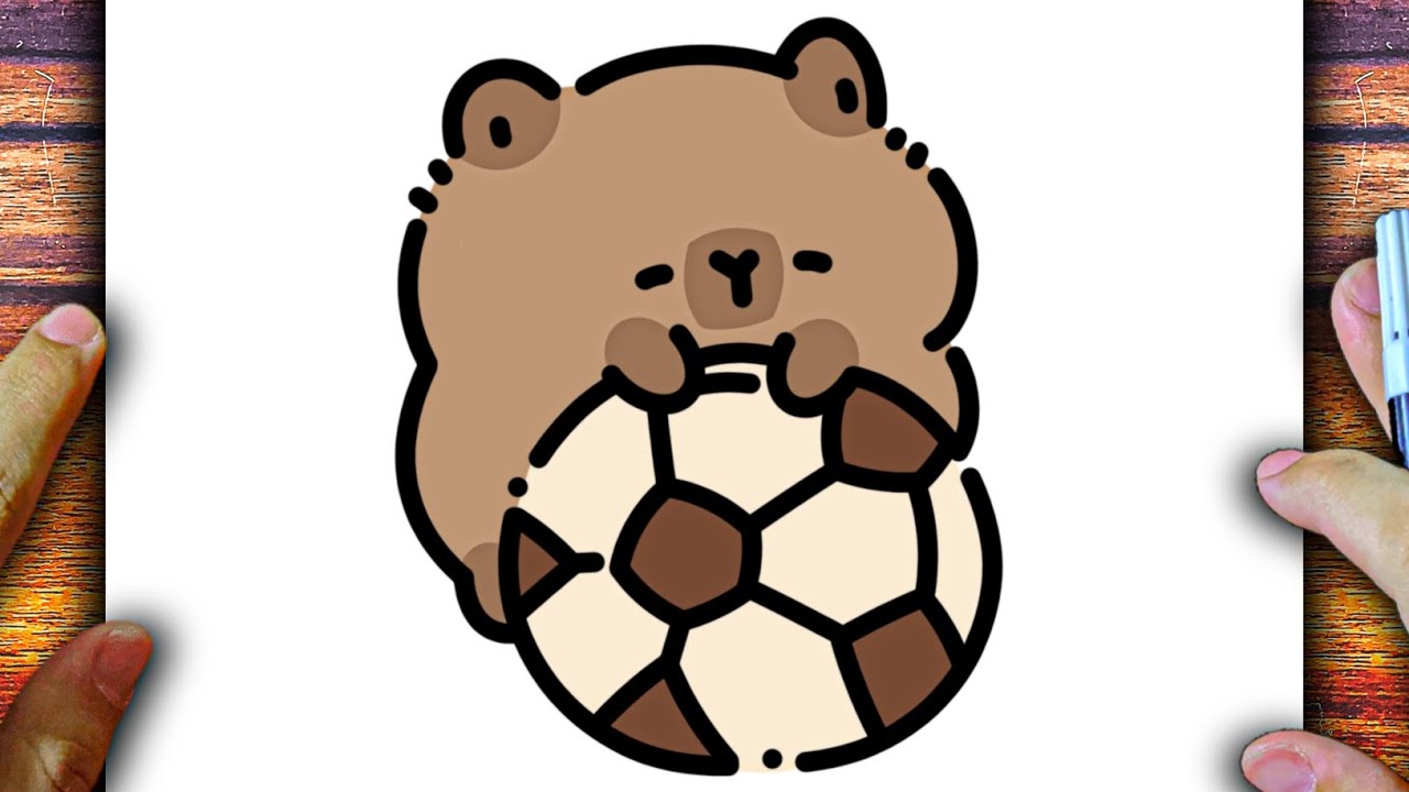 COMO DESENHAR UMA CAPIVARA COM UMA BOLA DE FUTEBOL - CÓMO DIBUJAR UN CAPIBARA CON UN BALÓN DE FÚTBOL