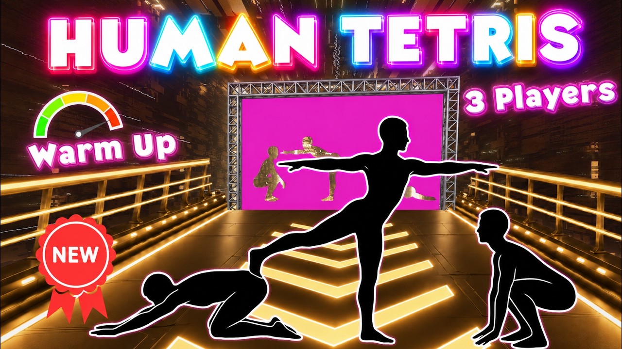 CO-OP HUMAN TETRIS | 3 Players Challenge | High-Quality Immersive Interactive Warm-Up