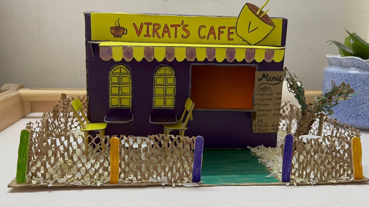 DIY cardboard shop 🏬 cafe | #cardboardcraft #DIY #DIYcraft #cardboard #creative 
