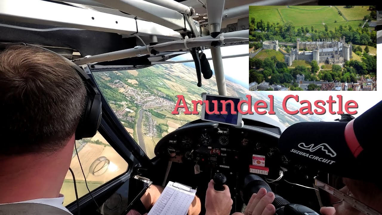Flying to Arundel Castle | Microlight flying over the South Downs in a C42 with Keith