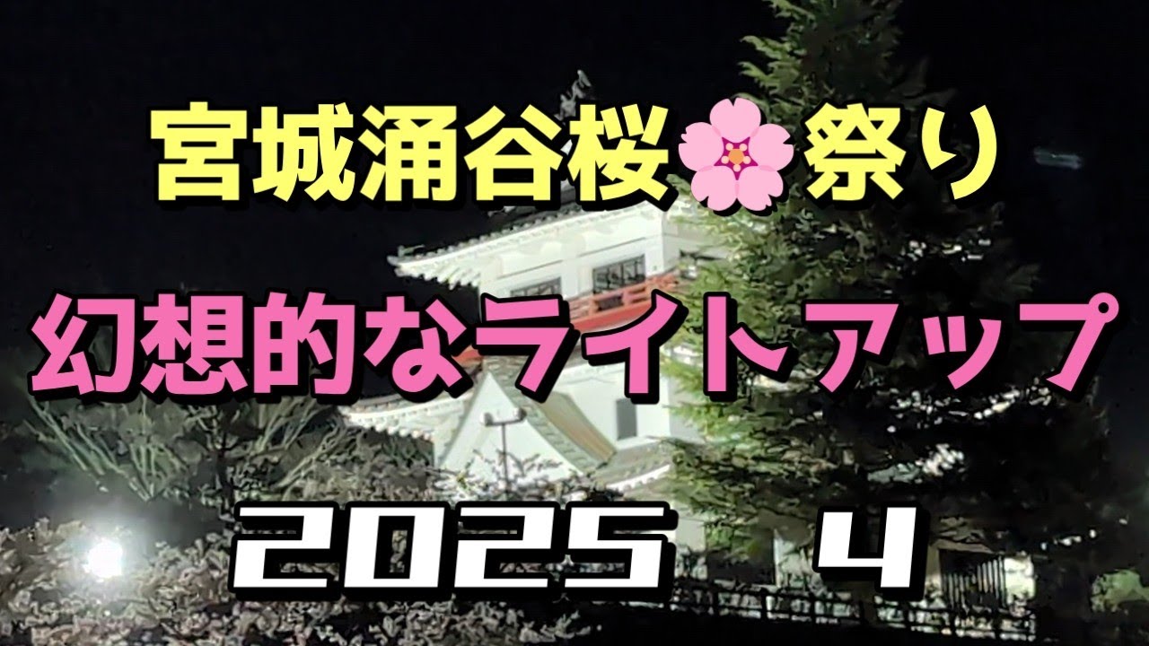 宮城涌谷桜🌸祭り#城山公園#涌谷神社#幻想的なライトアップ
