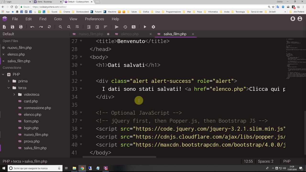 PHP: salvataggio nel database