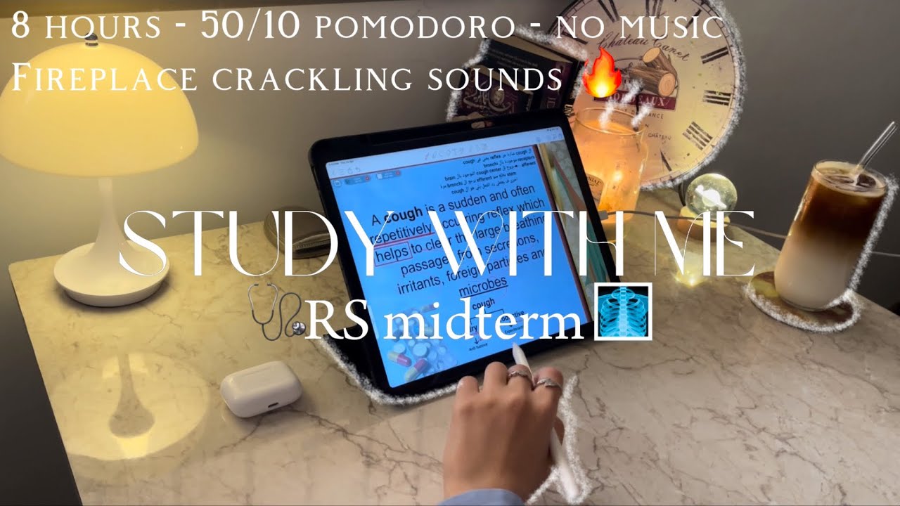 Study with me 8 hrs *RS MIDTERM* 🩻 | 50/10 pomodoro - no music