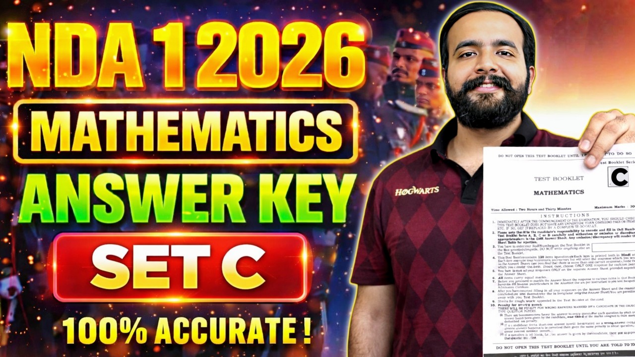 UPSC NDA 2026 Maths Answer Key - Set C | 100% Accurate Answer Key