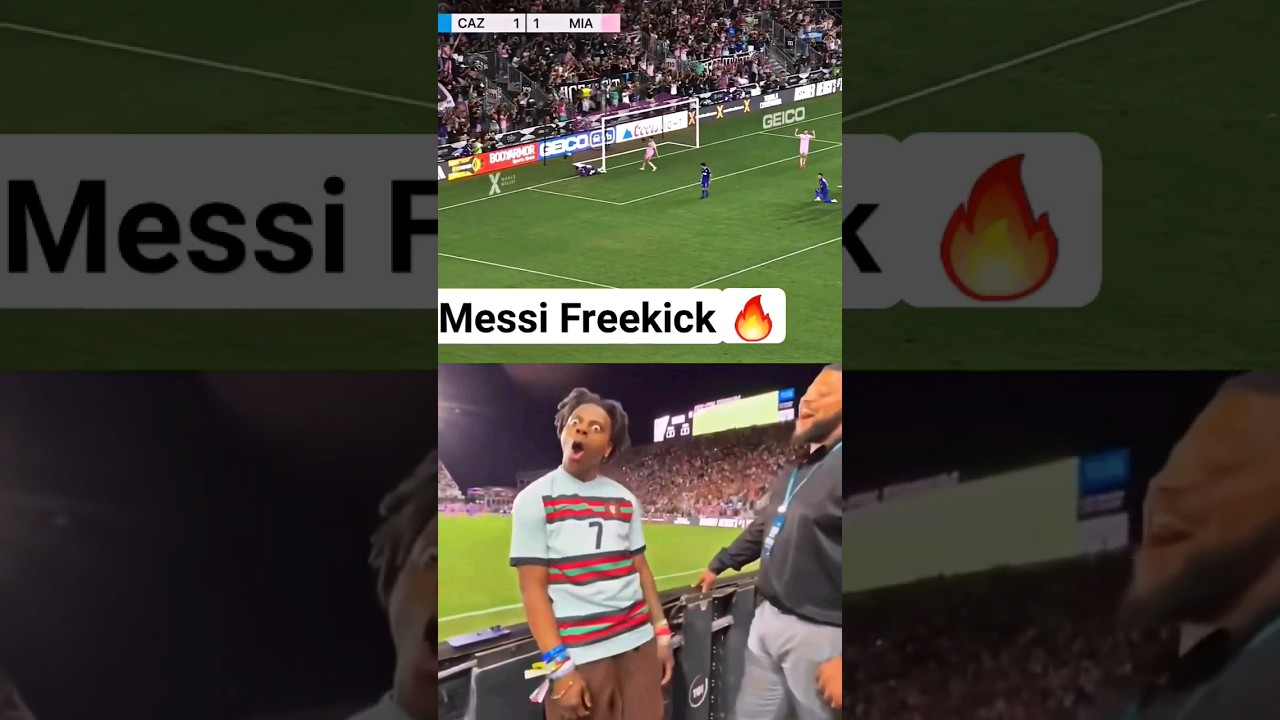 MESSI FREE KICK FOR INTER MIAMI ⚽️🔥ISHOWSPEED REACTION😁 #football #soccer #messi #ishowspeed