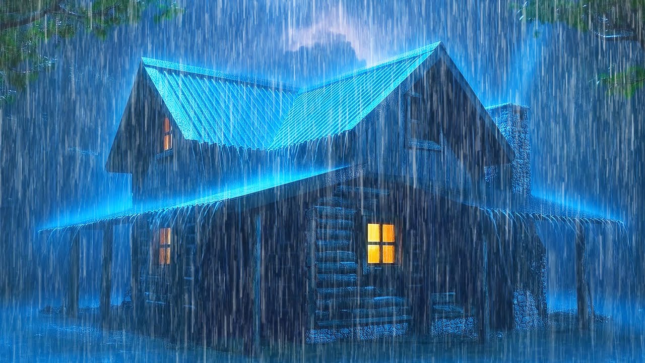 Beat Insomnia Fast with Torrential Rain and Powerful Thunder Sounds on an Old Tin Roof at Night