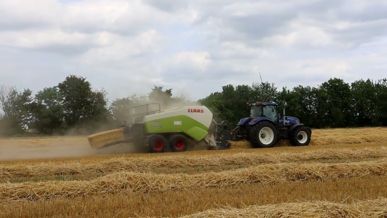 New Holland T 7.270 mit Claas Quadrant 3200 FineCut im Stroh.
