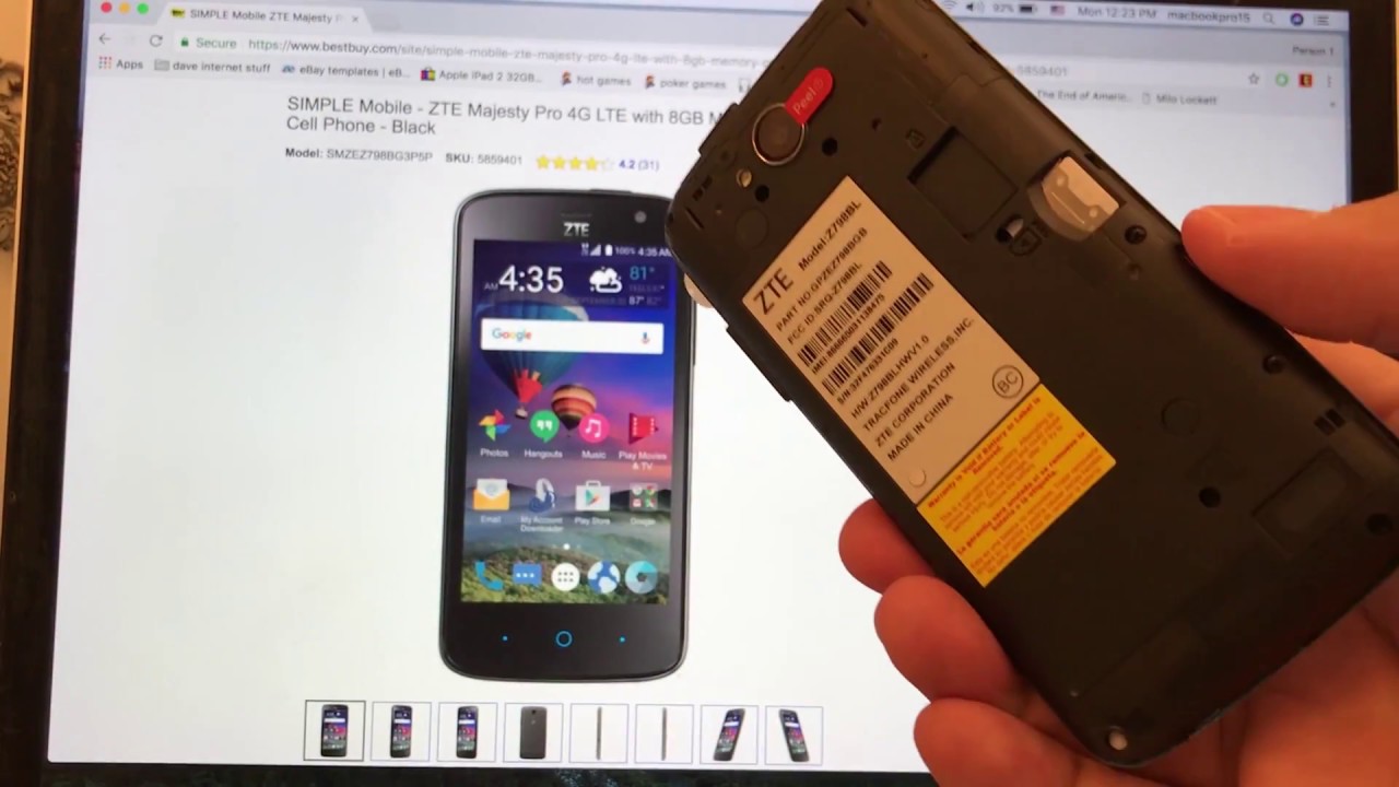 $19 cellphone ZTE Majesty Pro 4G Z798BL Simple Mobile Tracfone