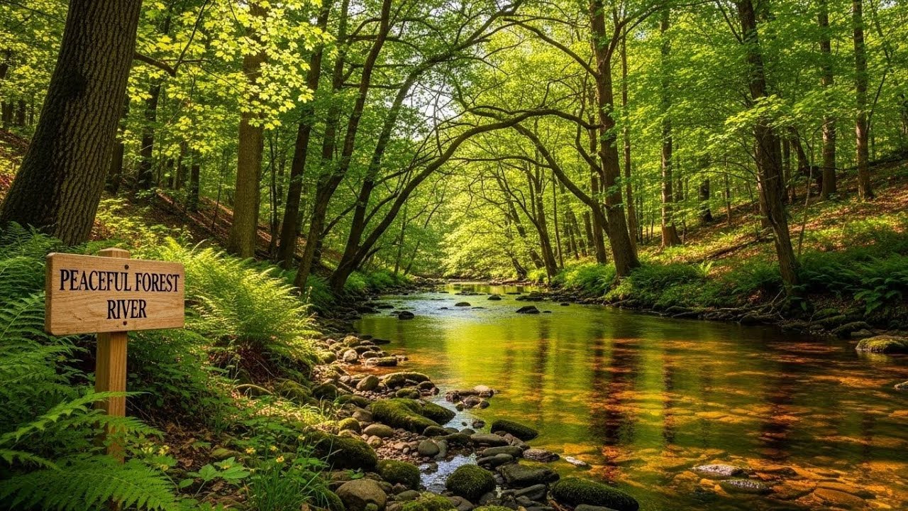 Peaceful River and Forest Ambience 🌊🌲 Flowing Water and Trees for Deep Sleep #2070