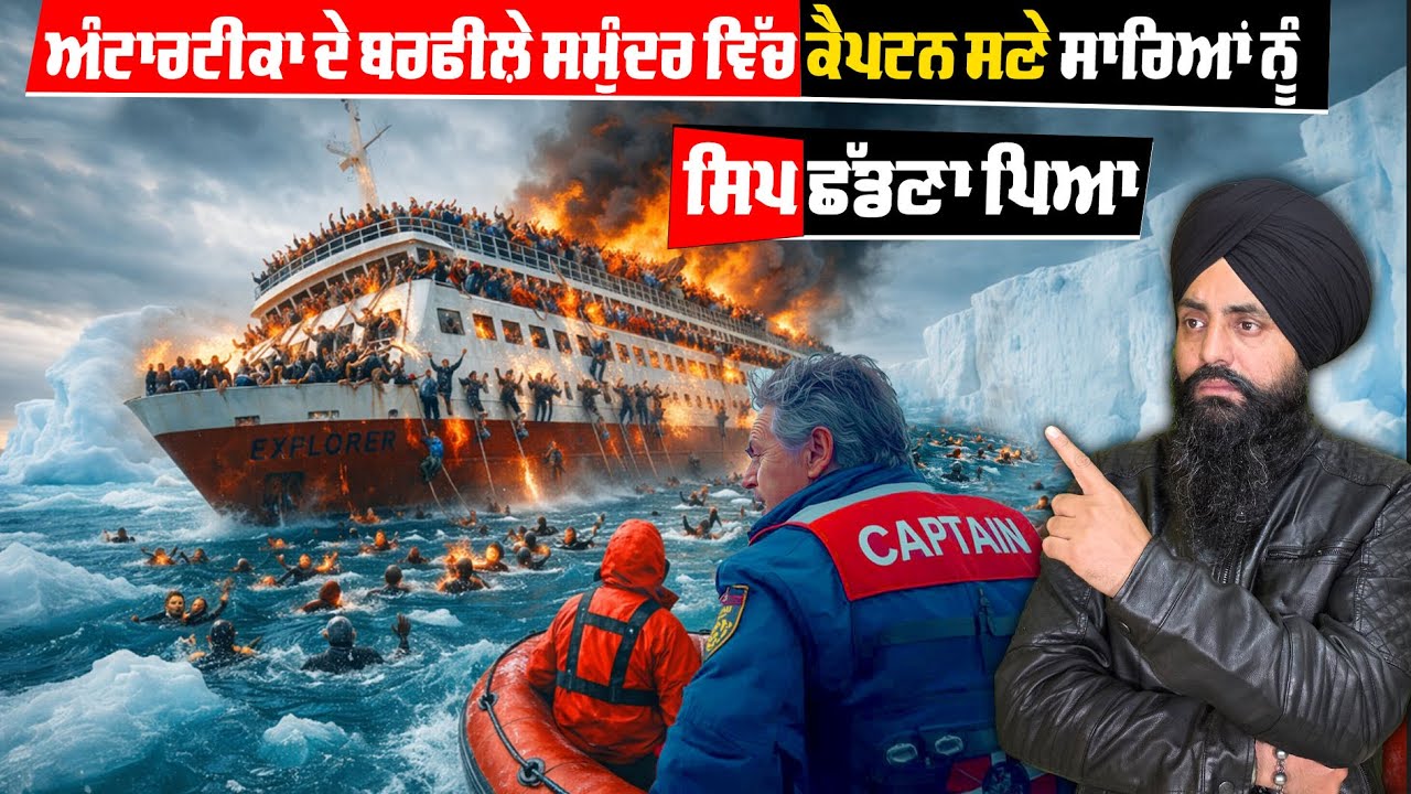 ਅੰਟਾਰਟਿਕਾ ਦੇ ਬਰਫੀਲੇ ਸਮੁੰਦਰ ਵਿੱਚ ਡੁੱਬਦਾ ਜਹਾਜ਼ 🚢❄️ ਕੈਪਟਨ ਸਮੇਤ ਸਭ ਨੂੰ ਜਹਾਜ਼ ਛੱਡਣਾ ਪਿਆ #SurvivalStory