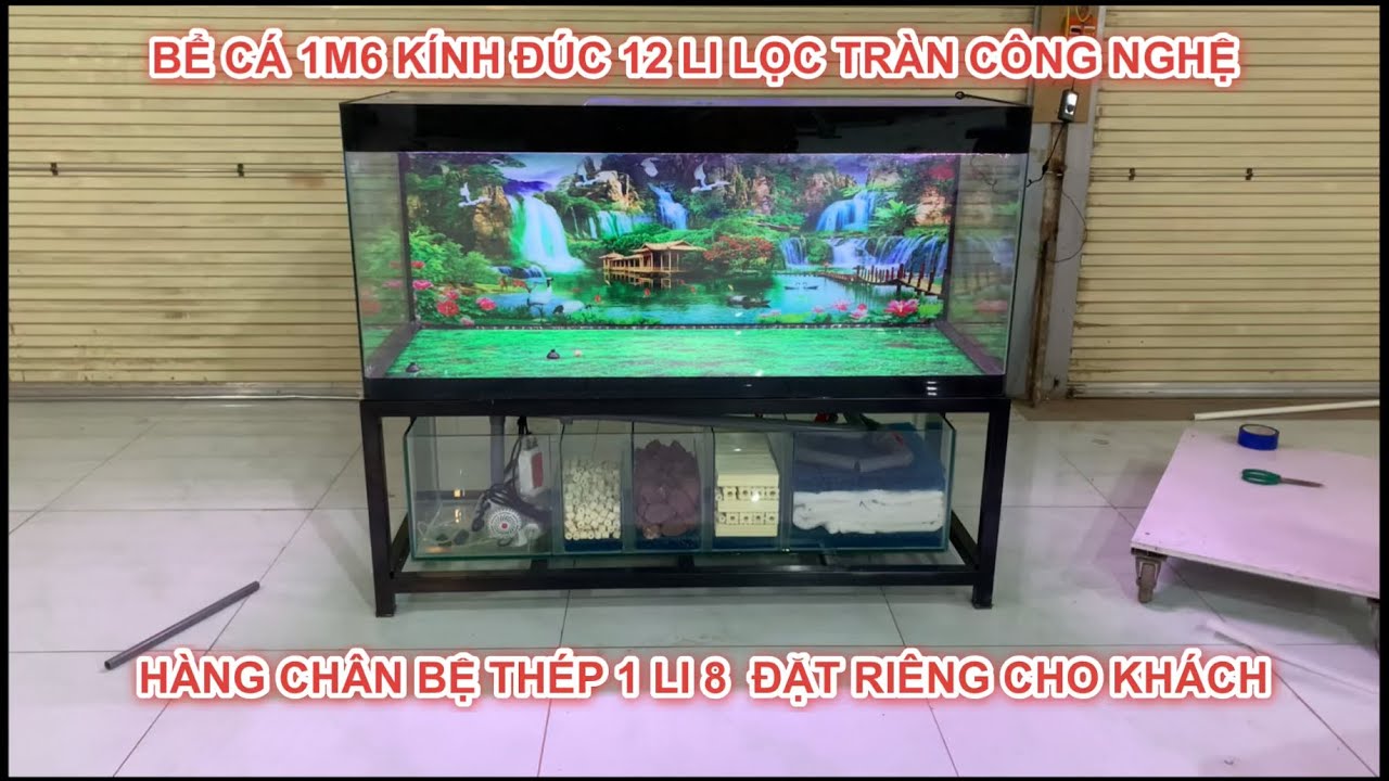 BỂ CÁ LỌC CÔNG NGHỆ, CHÂN INOX LÀM TIÊNG CHO KHÁCH
