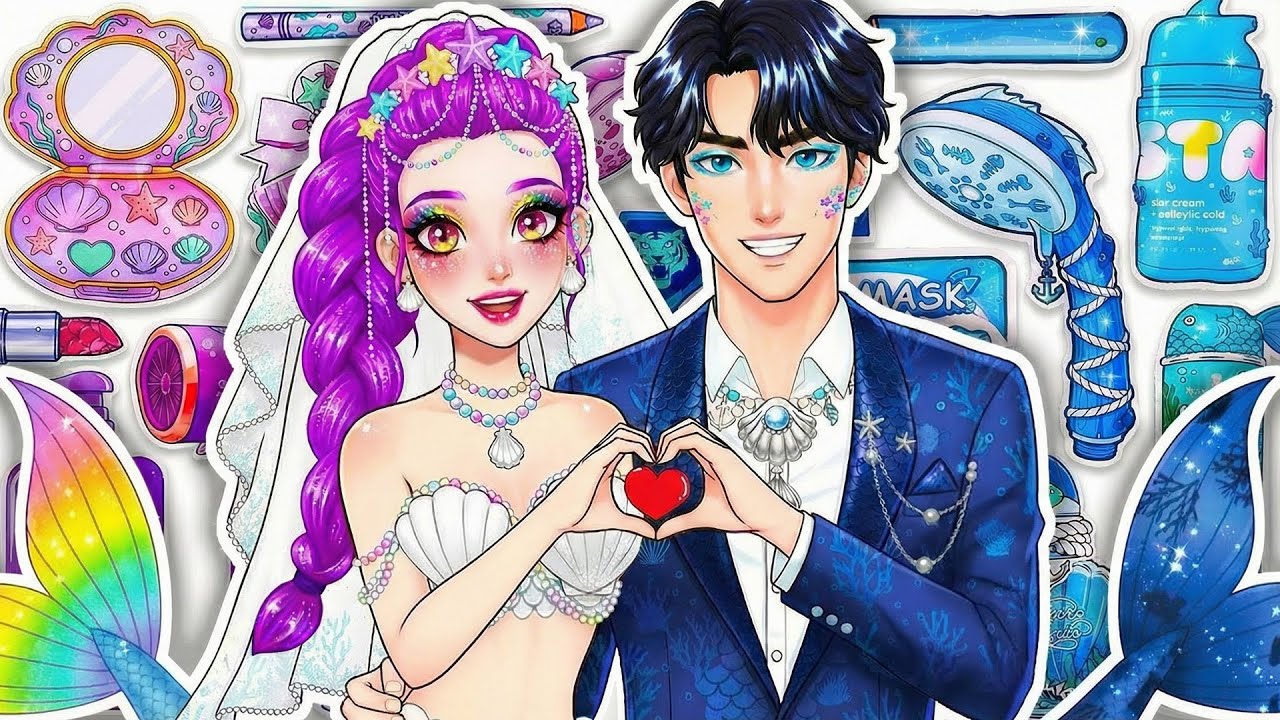 💖 Paper DIY 💖 KPop Demon Hunters Couple Makeover | Colorful Hair Care, Skincare & Makeup