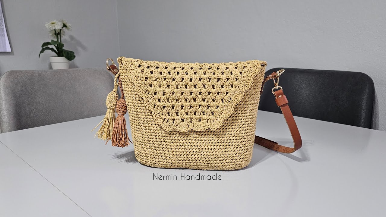 ŞAHANE OLDU🌼 KAĞIT İPTEN KAPAKLI ÇAPRAZ ASKILI ÇANTA YAPIYORUZ 🧶