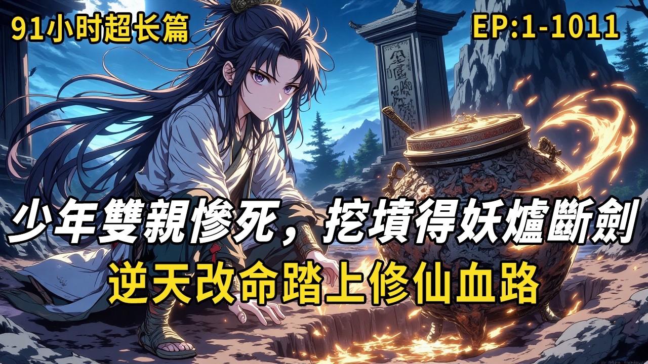 91小时超长篇：《少年雙親慘死，挖墳得妖爐斷劍，逆天改命踏上修仙血路！》父母慘死，山野少年挖墳得寶，身負妖爐靈根，手持斷劍神功，於妖魔亂世中殺出一條血離證道長生！#修仙 #故事頻道 #故事分享