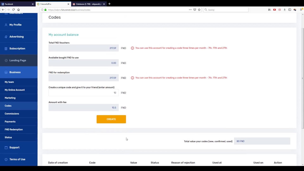 FutureAdPro 2.0 (FAP 2.0) - Jak wygenerować voucher (kod) 50$