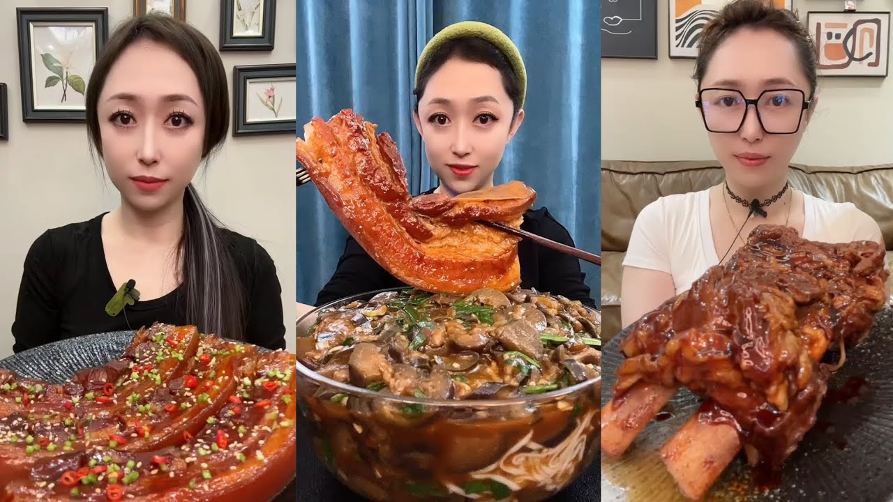 Mukbang #49 : Eat pig brain belly pork 🍖🍖, ,Noodles🍜🍜..#belly #mukbang #eatingshow #yummy 