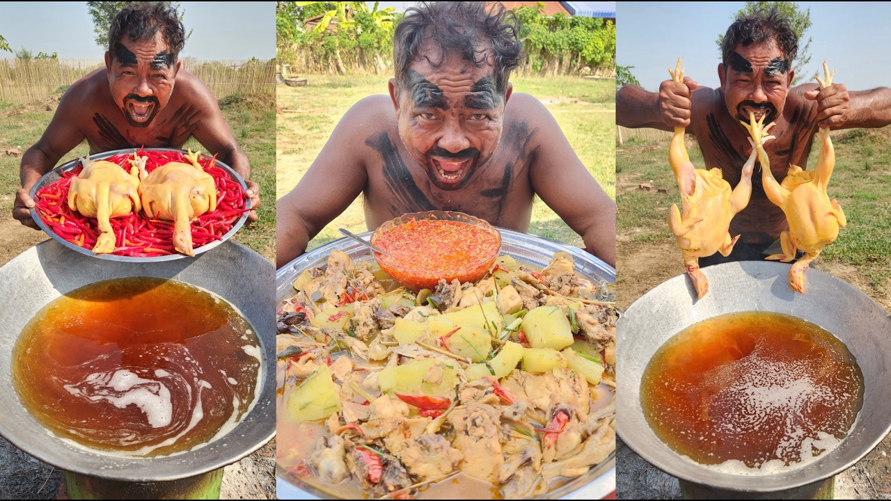 Amazing cooking fried chicken and spicy red sauce recipe