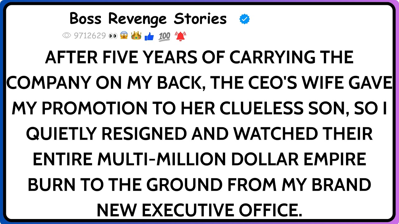 CEO's Wife Gave Promotion To Her Son After My Perfect Performance For 5 Years. When I Resigned..
