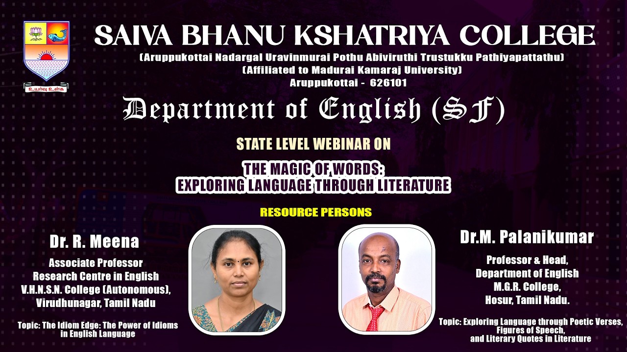State Level Webinar on The Magic of Words: Exploring Language through Literature | English (SF)