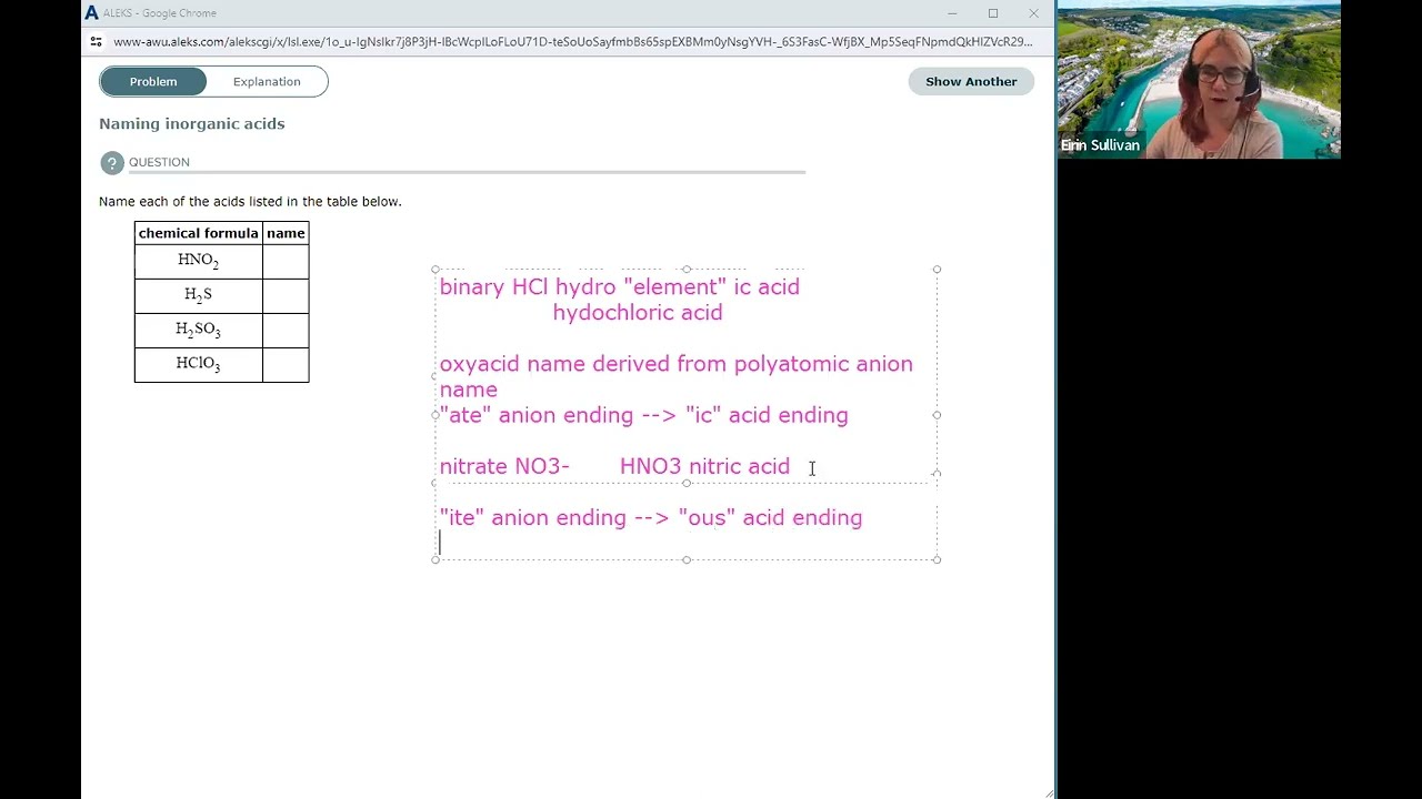 ALEKS: Naming Inorganic Acids