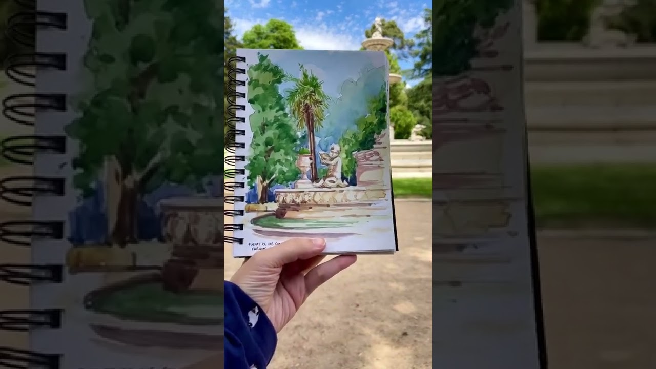 Watercolor Painting in the Park! 🌳 #shorts #youtubepartner #watercolor #acuarela #sketchbook #art