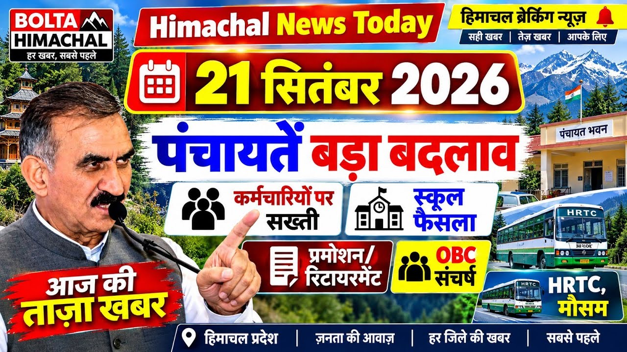 🛑📶🕔 Today Himachal News 21 सितंबर 2026🔥 Himachal Today News | Local News 
