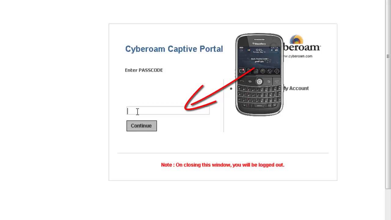 SMS PASSCODE Multi-Factor authentication of Cyberoam Captive Portal
