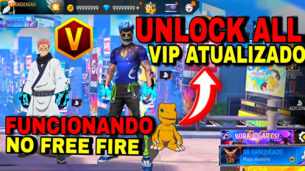 UNLOCK ALL VIP NOVO ( Sem Liberar iD )PARA O FREE FIRE 😱 FUNCIONANDO E PEGANDO UNLOCK ALL ATUALIZADO