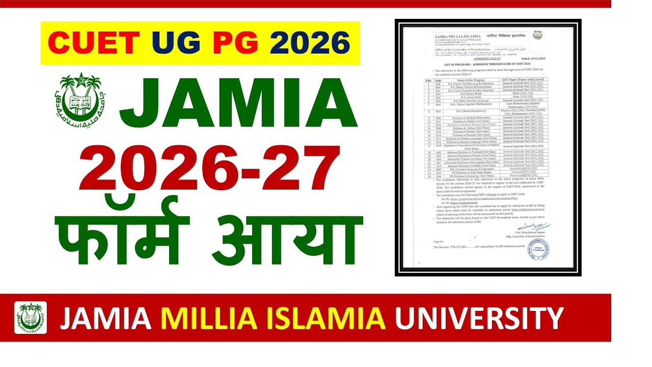 Jamia CUET 2026 Course Forms Arrived | Jamia Millia Islamia University Admission 2026 | JMI Admis...