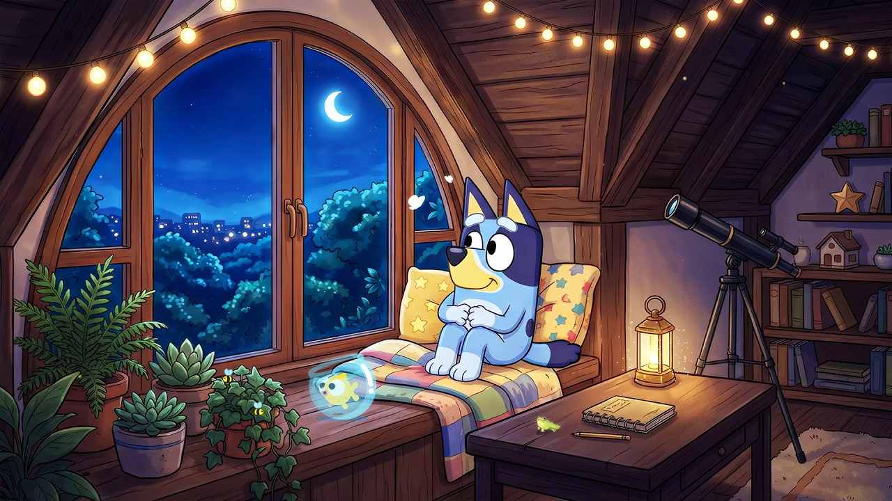 Bluey Stargazing in the Attic 🌙 Relaxing Lofi Beats for Studying & Relaxping ✨ Calm Night