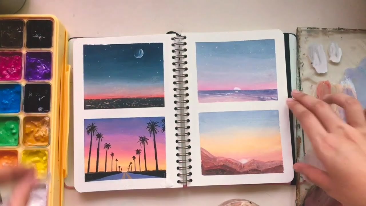 ☁️ how i blend skies using gouache paint ☁️