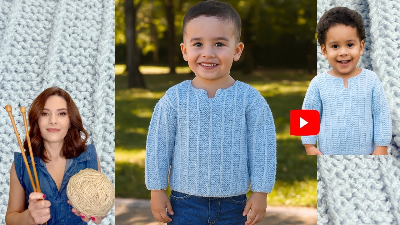 Tricô Infantil Passo a Passo | Blusa Unissex Muito Fácil- 3 a 5 anos