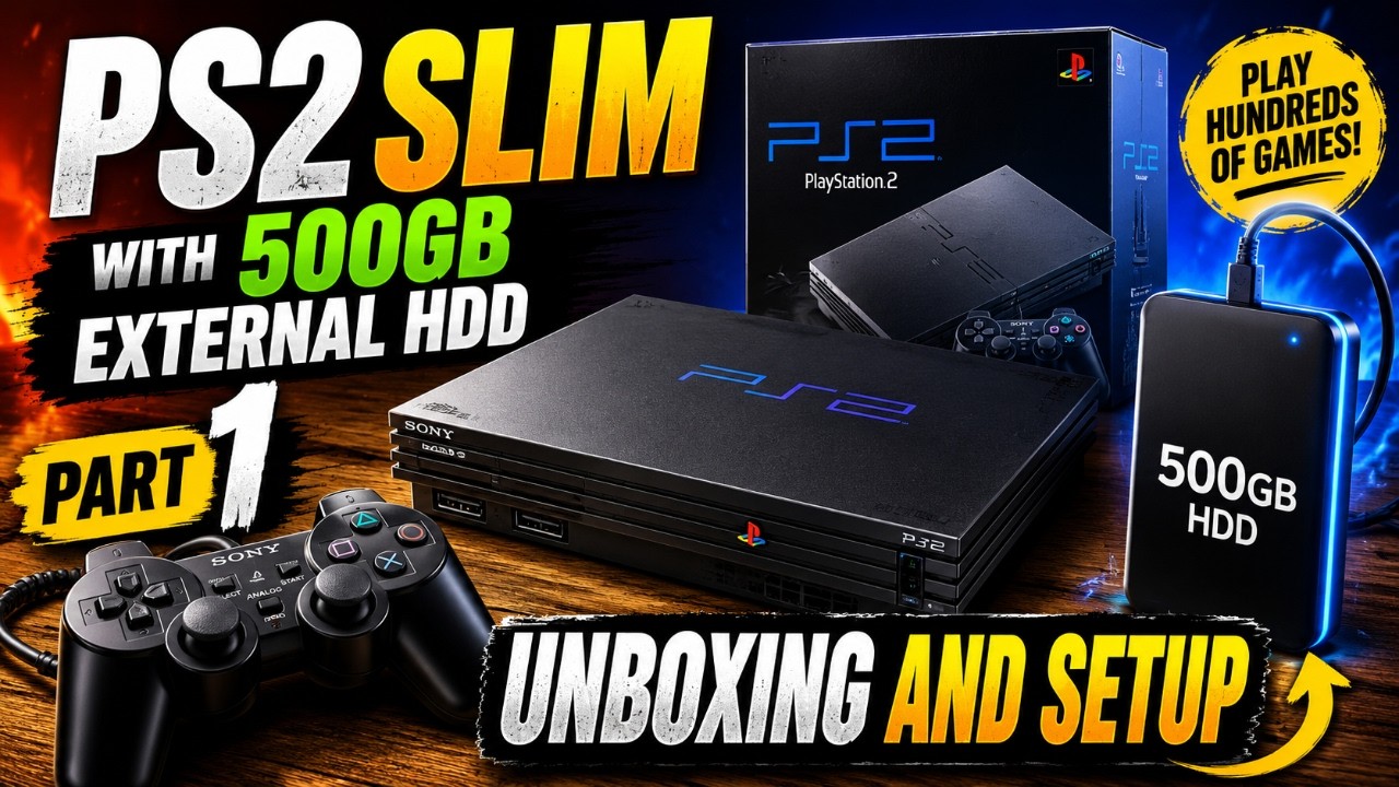 PS2 Slim With 500GB External HDD 100+PS2/NES Games Unboxing And Setup | Gamestationhouse.com Part 1