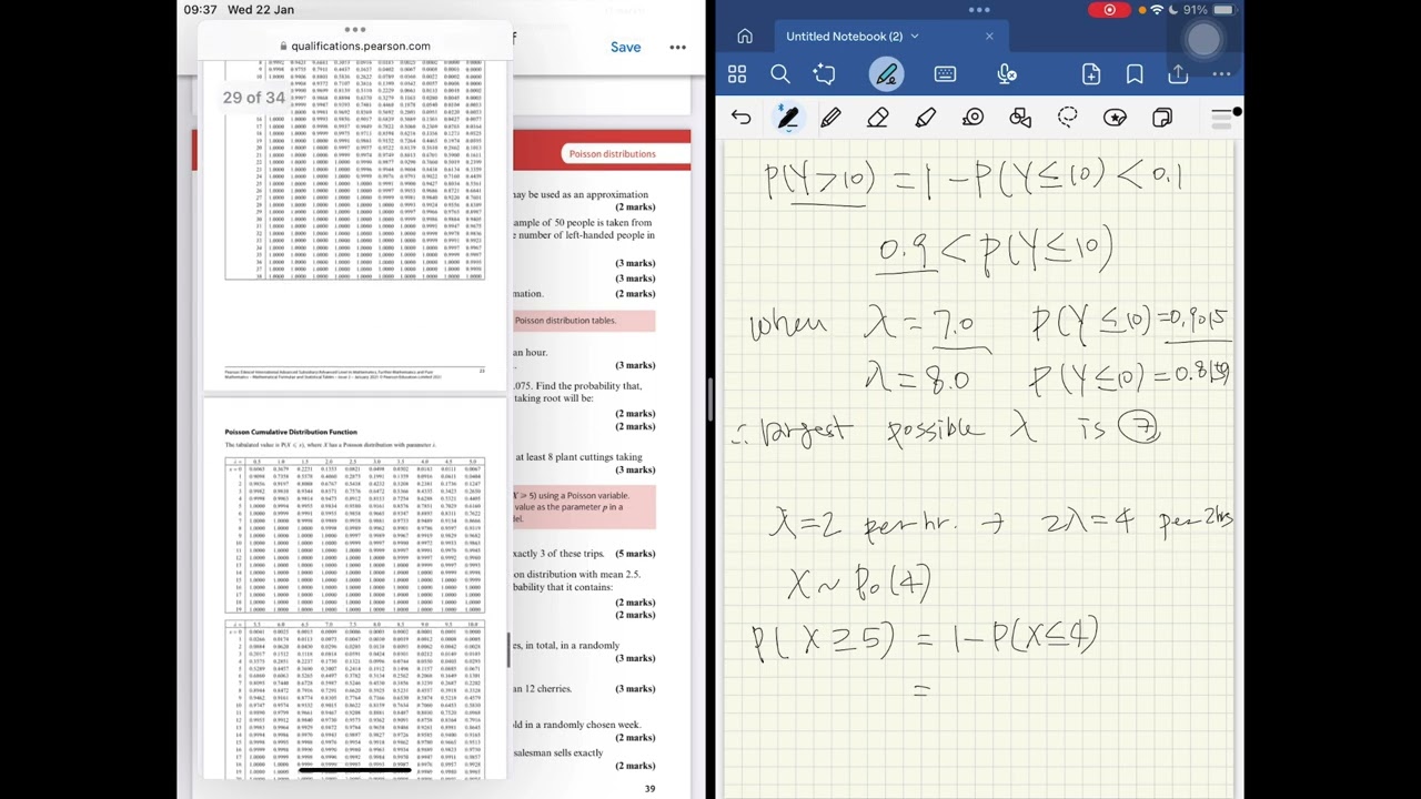 Poisson distribution [a-level further maths] edexcel further statistics 1 ch2 mixed exercise