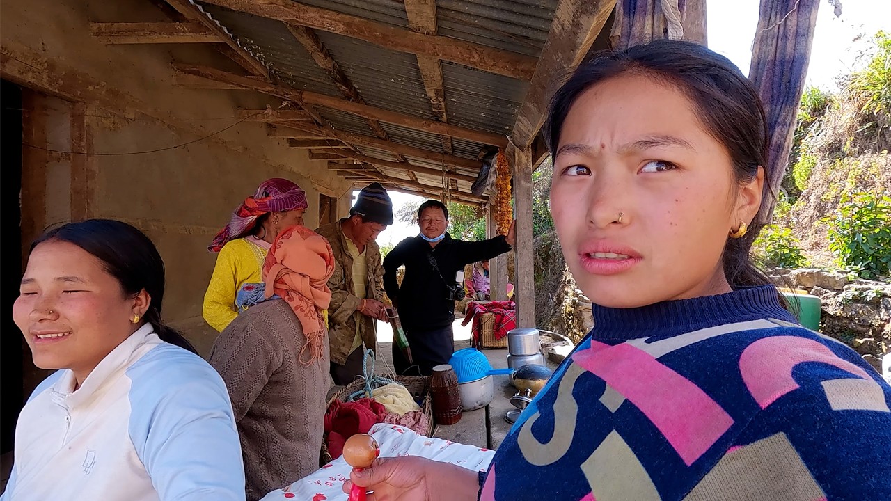 manjita manjita are enjoying a village party together with villagers | shepherd life of Nepal