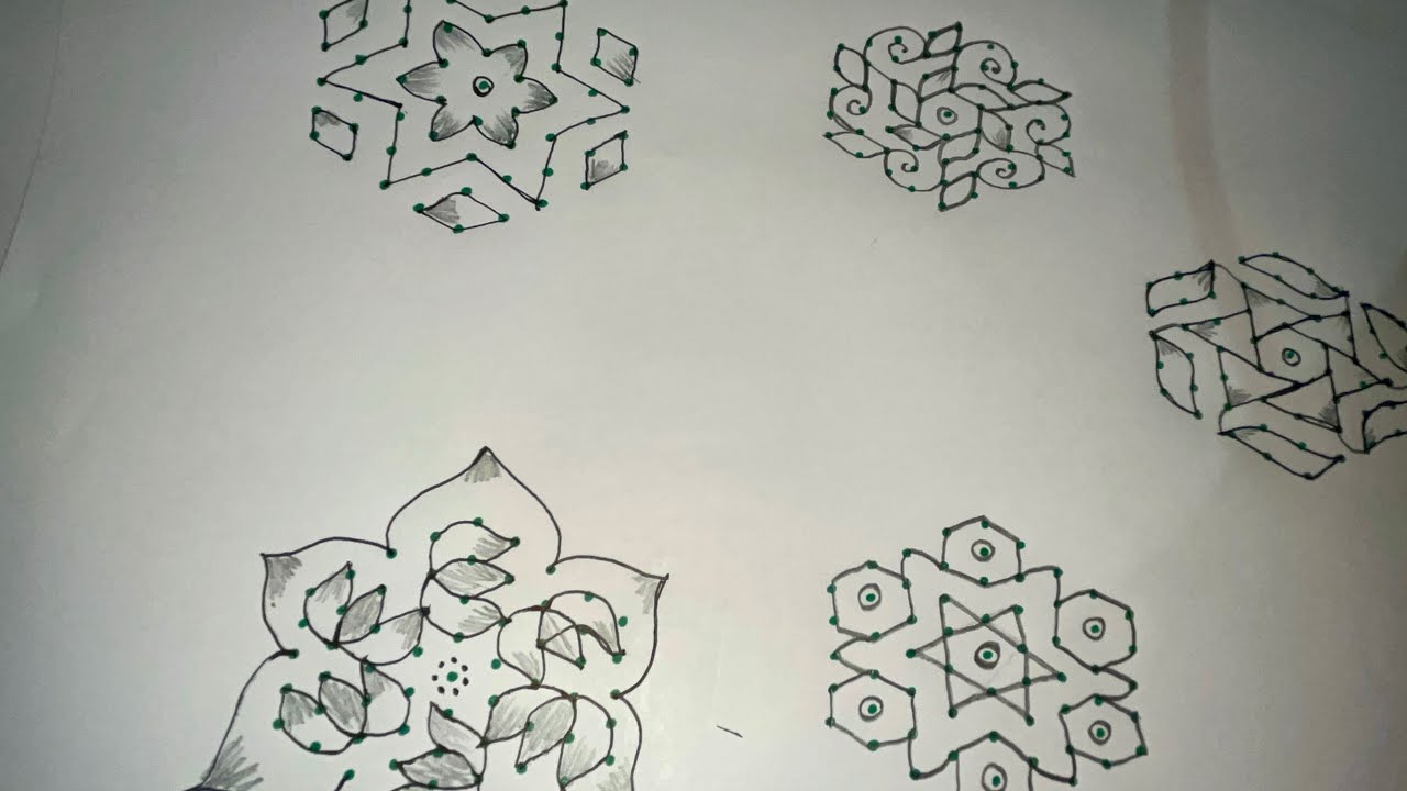 9-5 dots Simple rangoli designs 🌺 Everyday rangoli designs for beginners 