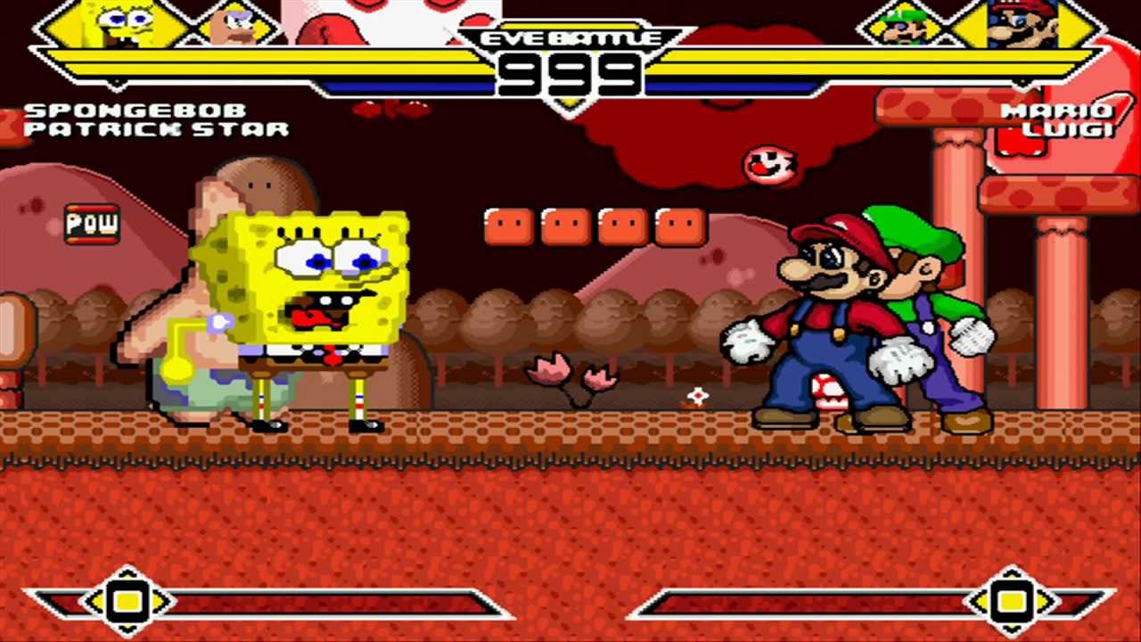 Spongebob & Patrick vs Mario & Luigi (Warner) MUGEN Battle!!! (REMATCH)